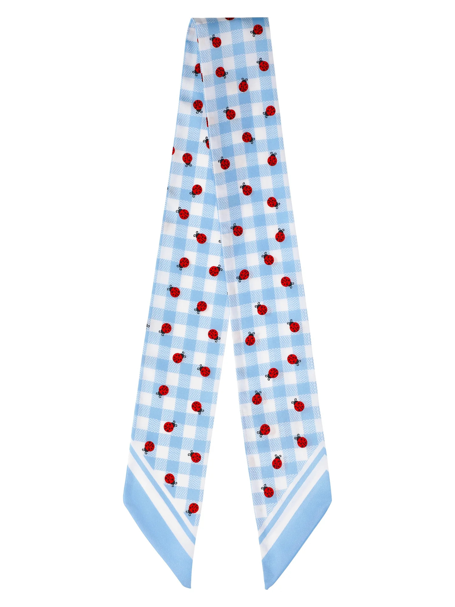 No Boundaries Women's Skinny Scarf Wrap, Sky Gingham and Ladybugs | Walmart (US)