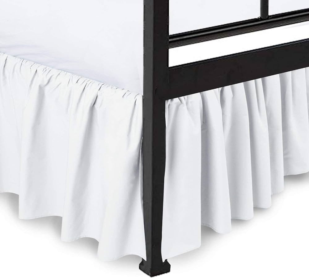 Ruffled Bed Skirt with Split Corners - White, Full BedSkirt, Gathered Style Easy Fit up to 21 Inc... | Amazon (US)