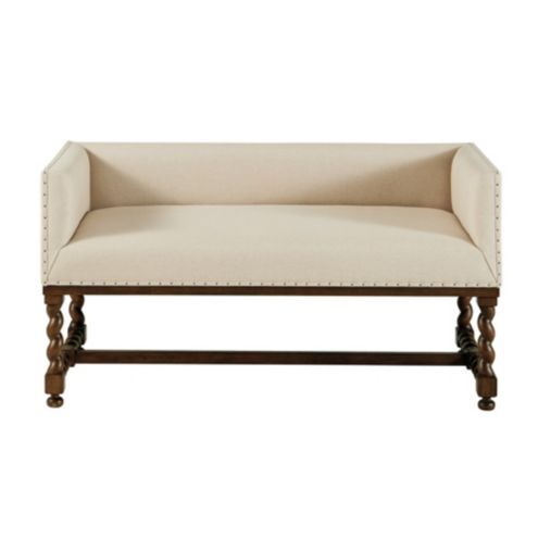 Alonso Upholstered Bench With Arms in Linen | Ballard Designs, Inc.