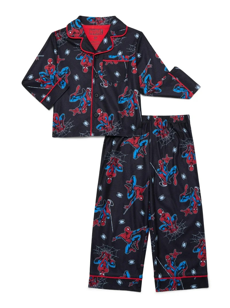 Spider-Man Toddler Boys Long Sleeve Top and Pants Pajama Coat Set, 2-Piece, Sizes 2T-5T | Walmart (US)