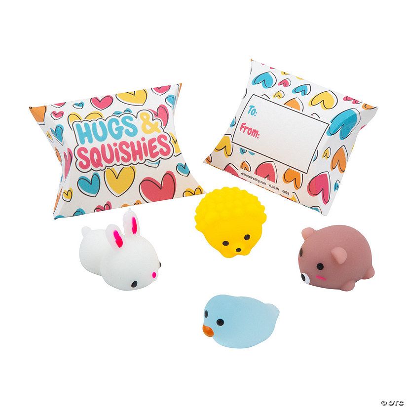 Mini Woodland Animal Mochi Squishies Valentine Exchanges with Cards for 12 | Oriental Trading Company