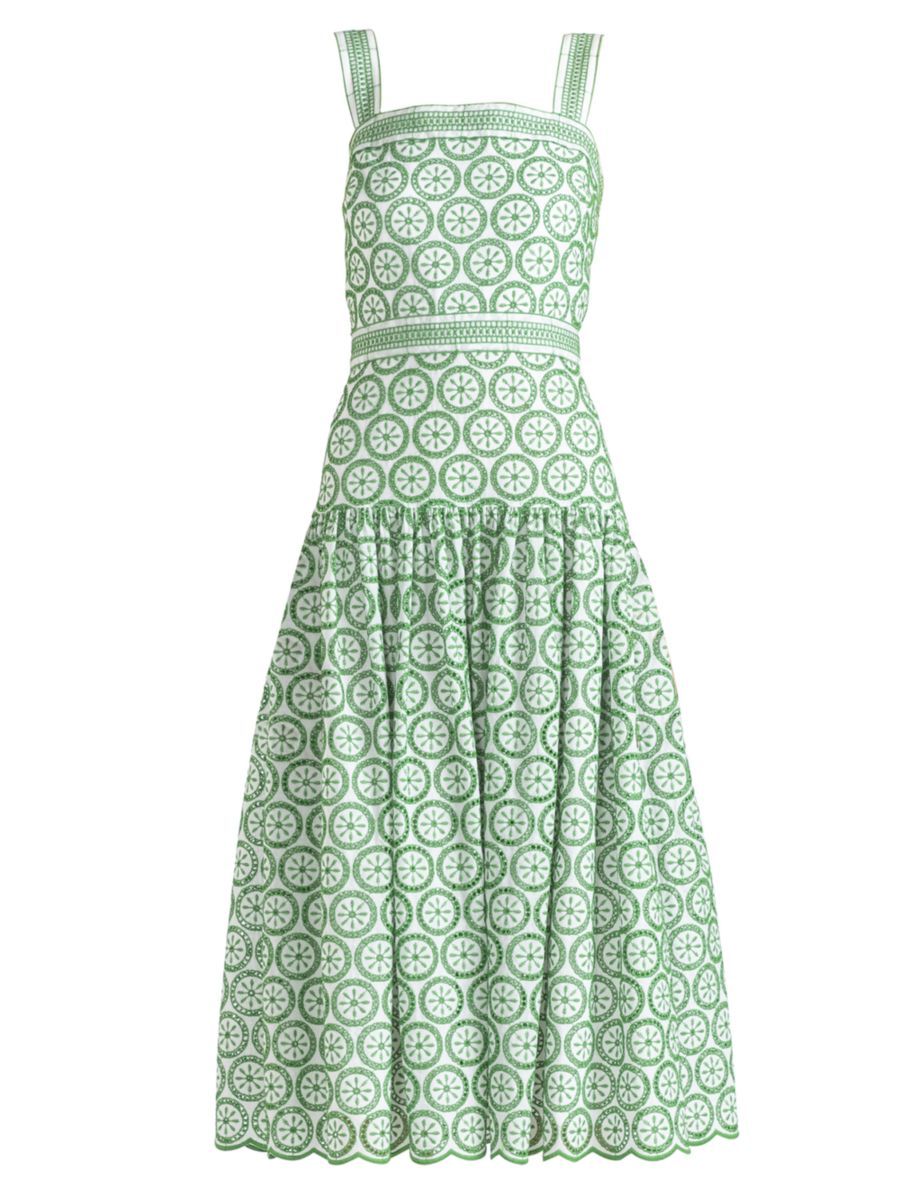 Shoshanna Mirabella Embroidered Tea Dress | Saks Fifth Avenue
