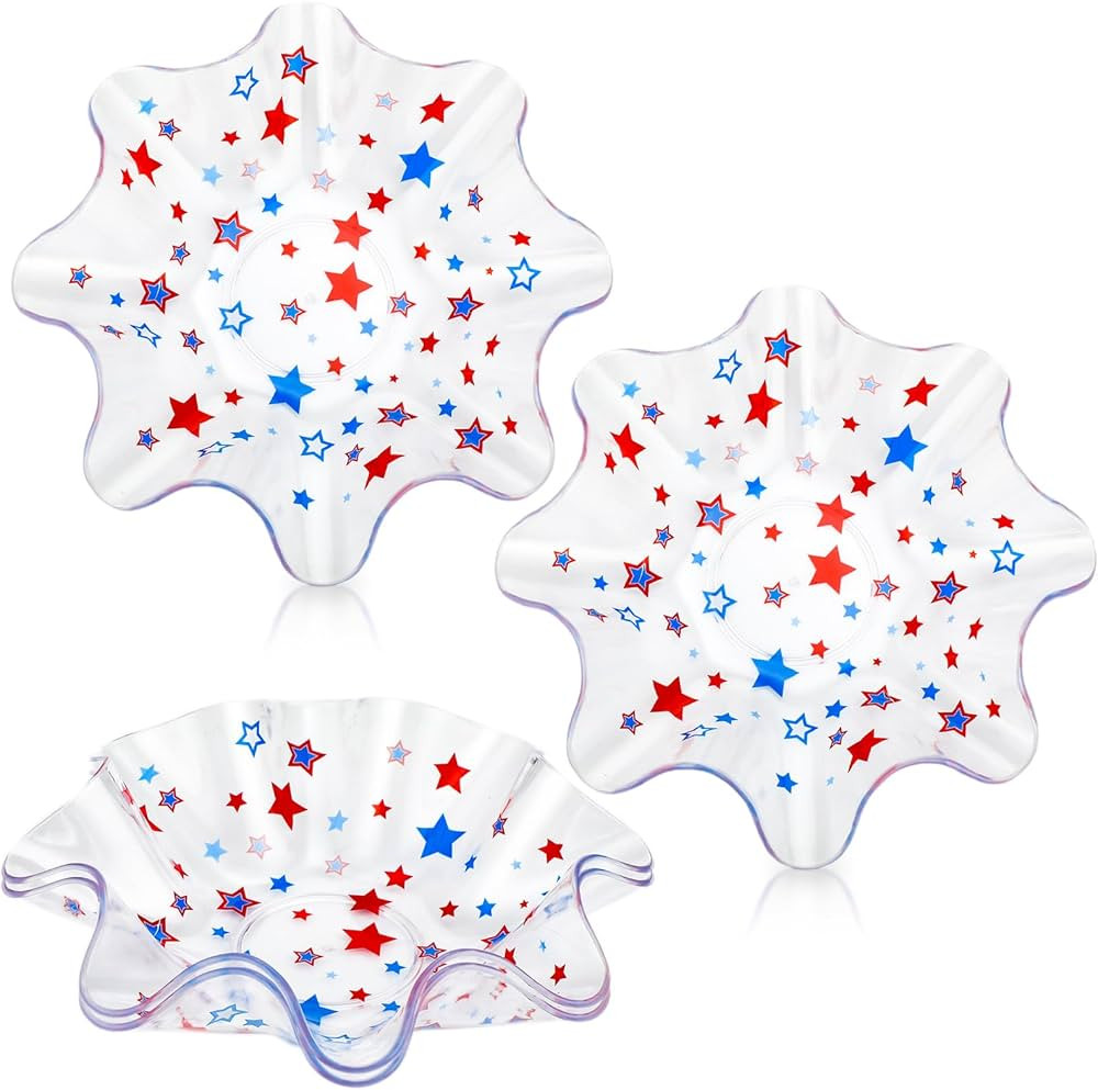 Tioncy 4 Pcs Patriotic Bowls Red White and Blue Serving Bowls 4th of July Plastic Candy Bowl 8.3 ... | Amazon (US)