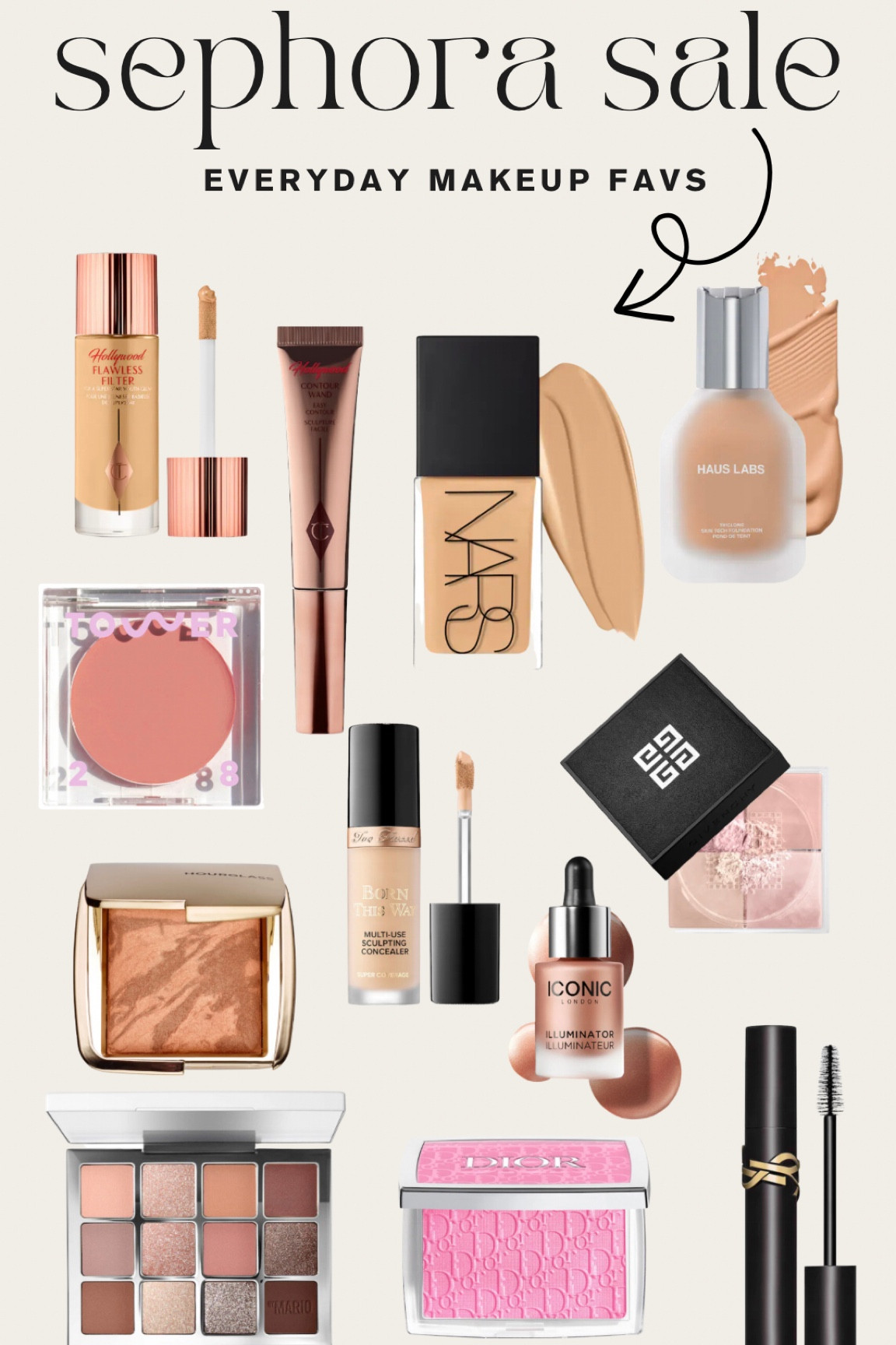 Flawless Filter: 4.5 
Nars Foundation: Stromboli 
Haus Labs Foundation: 250 
Charlotte Contour: medium/ dark 
Tower 8 Blush: magic hour 
Setting Powder: voile rose 
Dior Blush: rosy glow 
Iconic nude: original 
Hourglass bronzer: radiant bronze light 