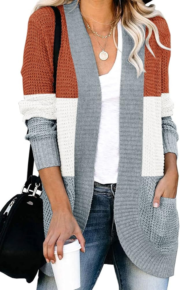 ZESICA Women's Long Sleeve Open Front Casual Lightweight Soft Knit Cardigan Sweater Outerwear | Amazon (US)