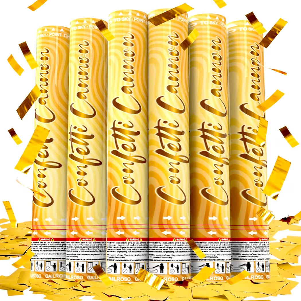 6 Pack Gold Confetti Cannon, Confetti Poppers,12 Inch Party Poppers Shooters for Birthdays, Gradu... | Amazon (US)
