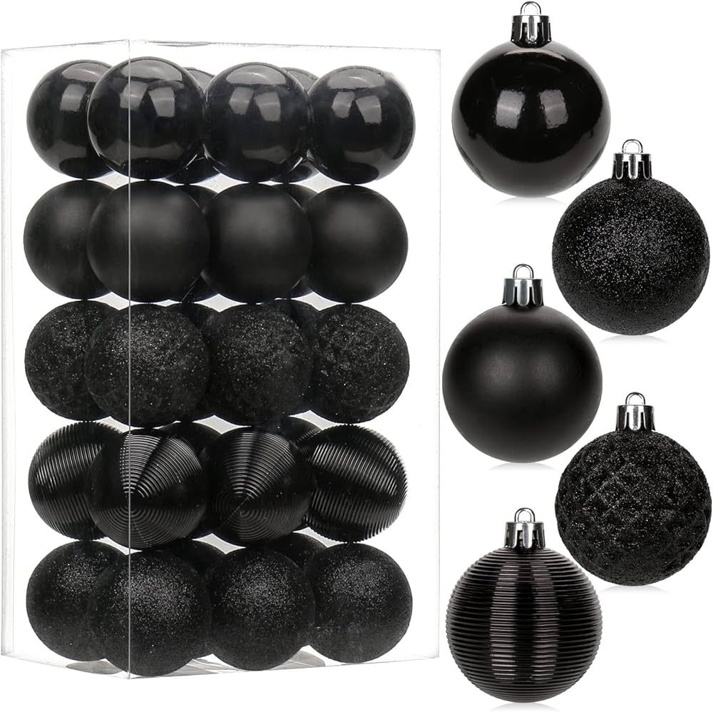 30PCS 2" Christmas Ball Ornaments Shatterproof Black Christmas Tree Decorations Xmas Tree Balls H... | Amazon (US)