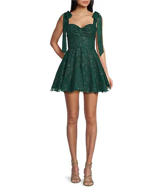 B. Darlin Sweetheart Neck Tie Shoulder Buster Party Dress | Dillard's | Dillard's