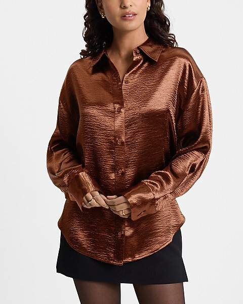 Satin Boyfriend Portofino Shirt | Express