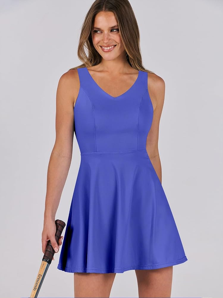 Caracilia Women Tennis Active Sporty Tank Dress with Shorts Workout Exercise Athletic Romper Mini... | Amazon (US)