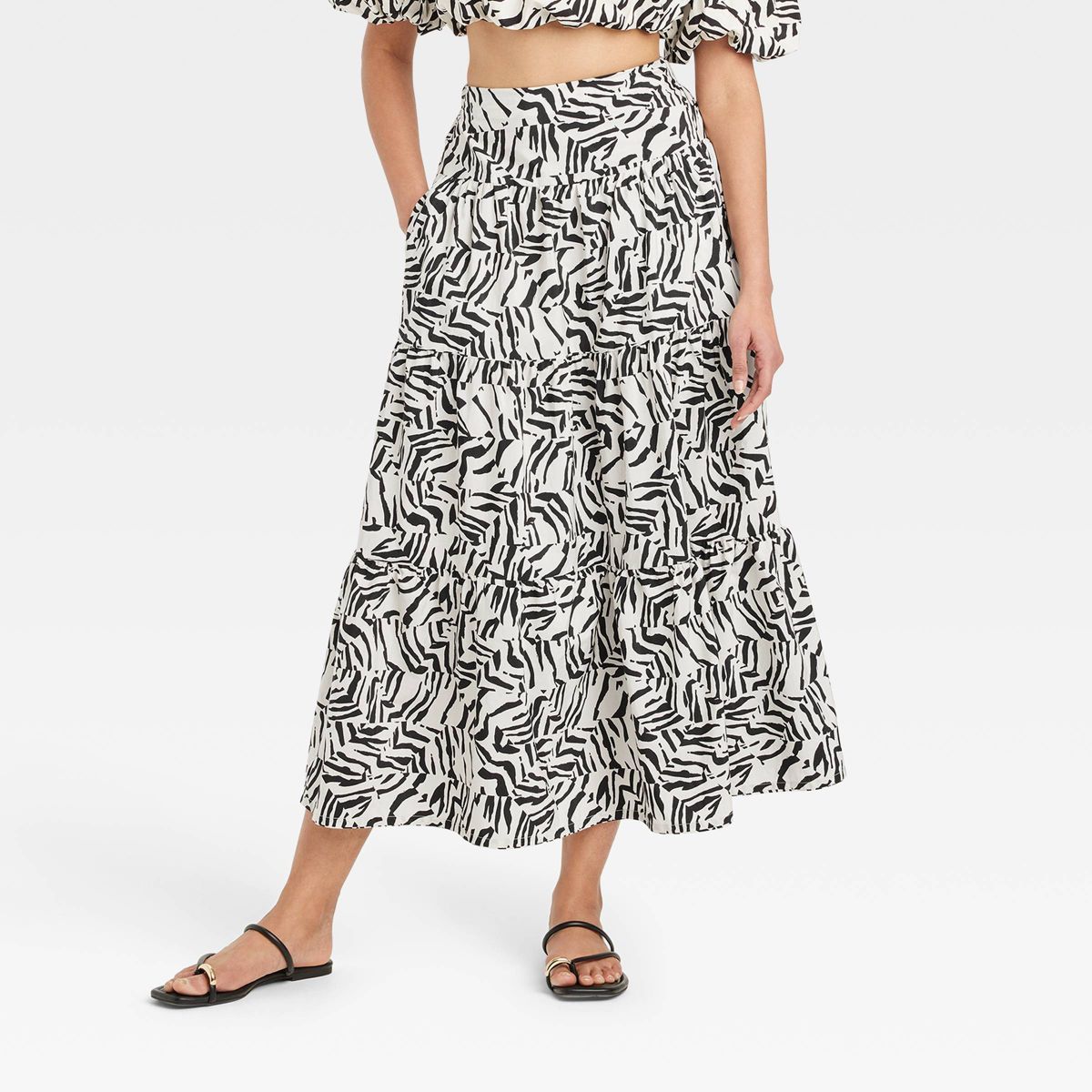 Women's Taffeta Maxi Skirt - A New Day™ Black/White XS | Target