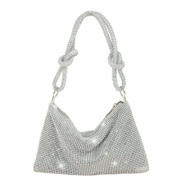LoyGkgas Female Adult Rhinestone Holiday Hobo Bag Elegant Evening Bag Shiny Purse Silver (S) | Walmart (US)