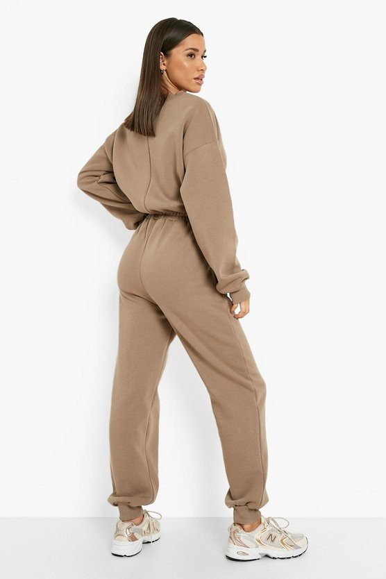 Oversized Crew Neck Sweat Jumpsuit | Boohoo.com (US & CA)