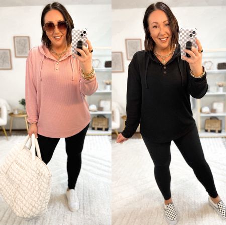 Rib tunic hoodies on sale under $11!  2 other colors available. Size xl in mine for more room. Large leggings. Shoes fit tts  

#LTKsalealert #LTKmidsize #LTKfindsunder50