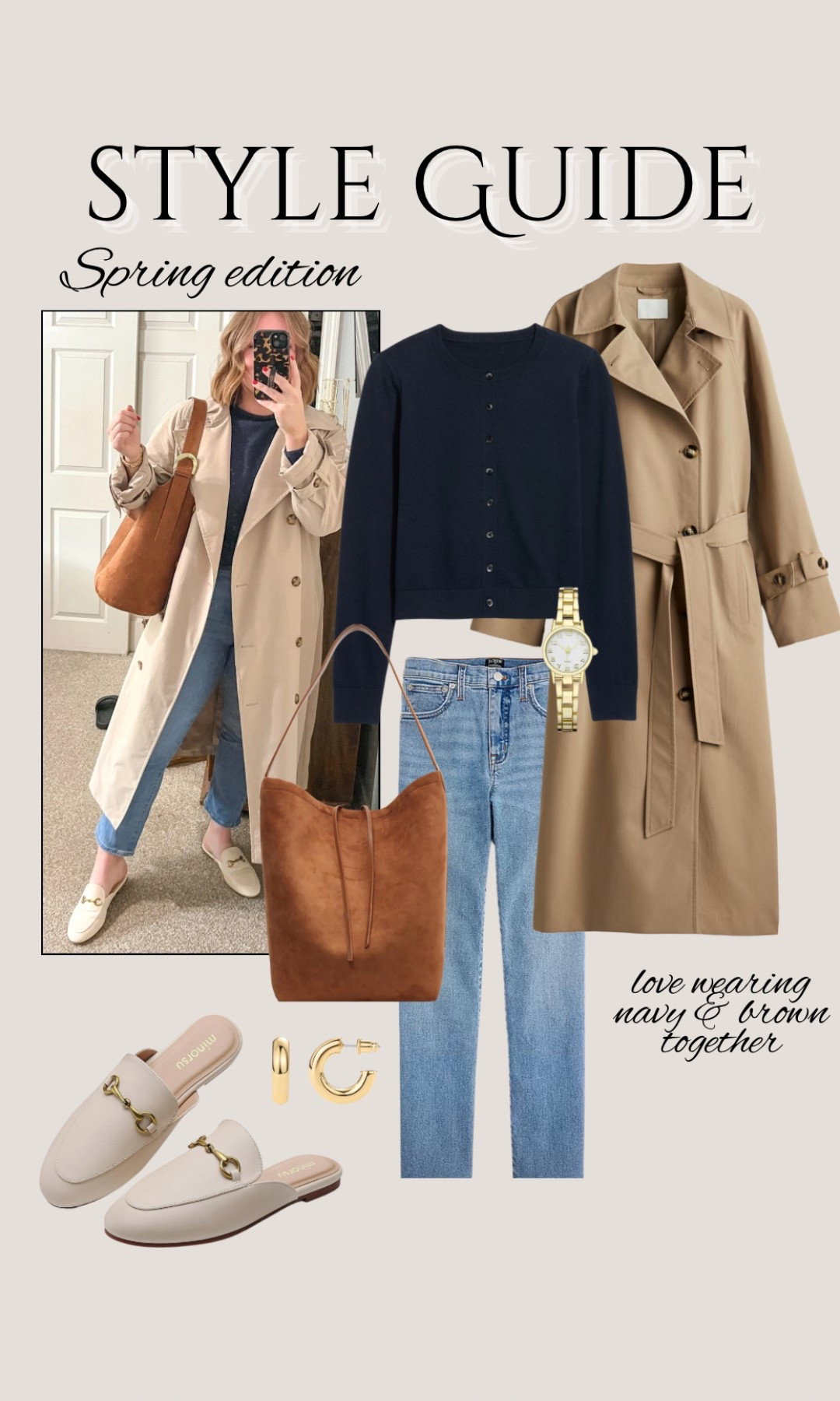 STYLE GUIDE// Spring edition—pair navy & brown together for a chic & pulled together look. 

#LTKMidsize #LTKStyleTip