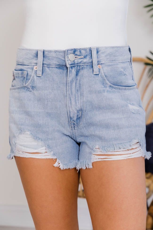 Skies Of Wonder High Rise Distressed Light Wash Jean Shorts | The Pink Lily Boutique