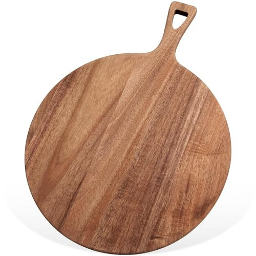 15.4 x 11.4 Inch Acacia Large Wood Cutting Board with Handle Large Round Wooden Cutting Boards Cutting Serving Board for Kitchen Meat Bread Cheese Pizza Vegetables Board Wedding Housewarming Gift | Amazon (US)