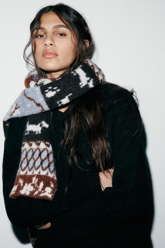 PRINTED KNIT SCARF | Zara US