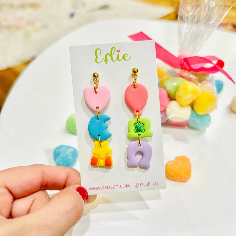 St Patricks Lucky Charms Studs Earrings Cereal Marshmallows Clay Earrings Shamrock Lucky Dangling... | Etsy (US)