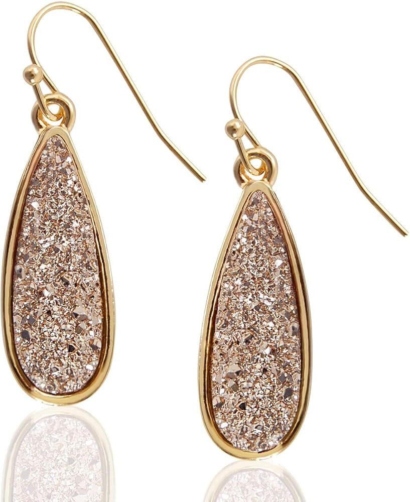 Humble Chic Teardrop Dangle Earrings for Women with Simulated Druzy Stones, in Gold, Rose Gold, o... | Amazon (US)
