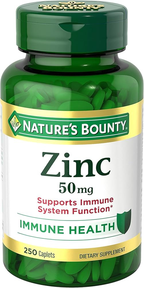 Nature’s Bounty Zinc 50mg, Immune Support & Antioxidant Supplement, Promotes Skin Health 250 Ca... | Amazon (US)