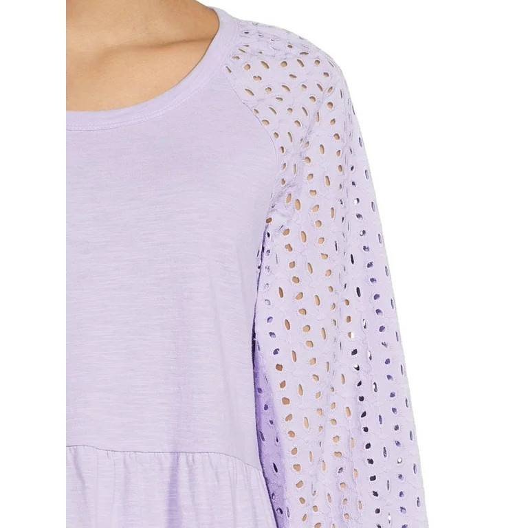 Time And Tru Women's Eyelet Sleeve Dress | Walmart (US)