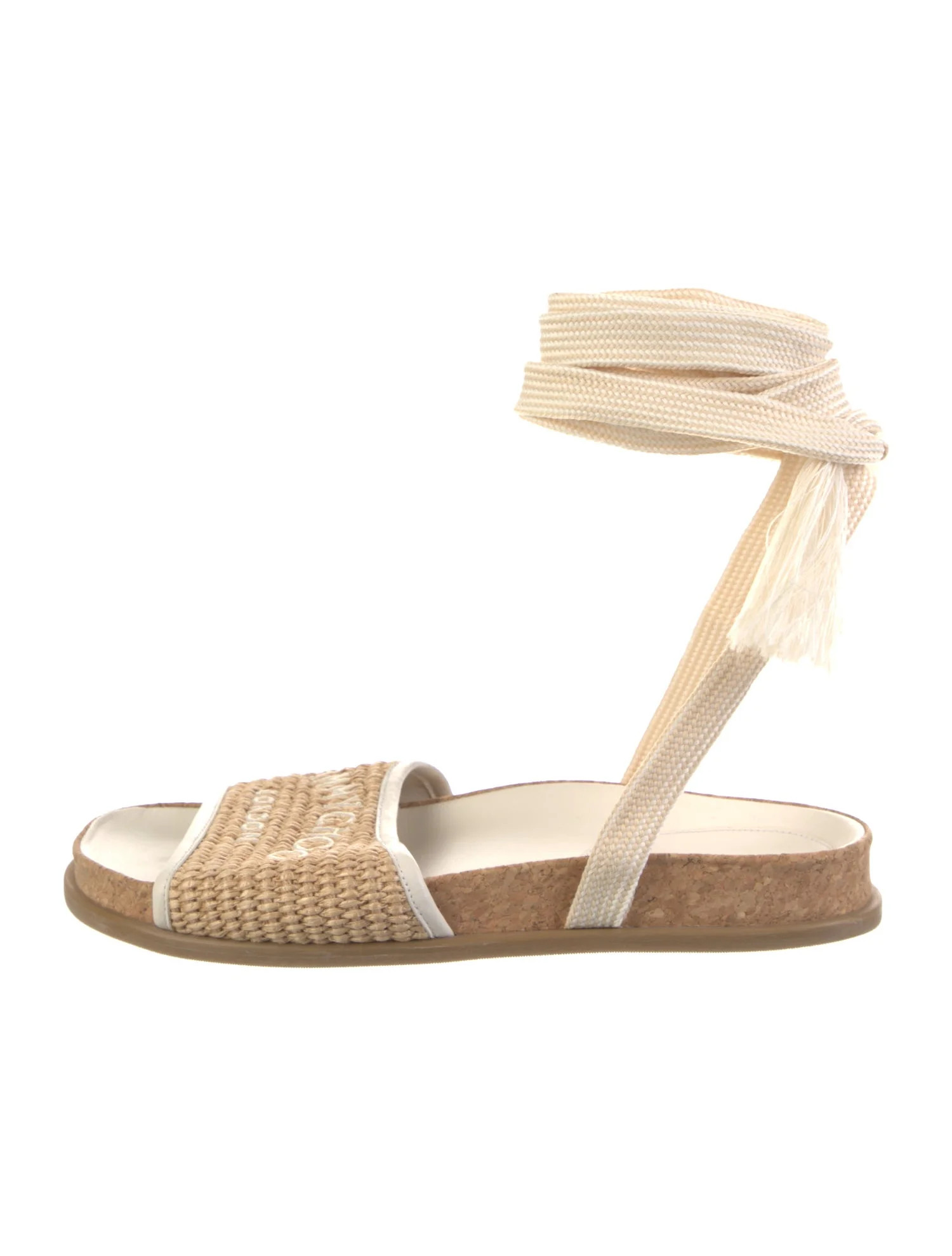 Raffia Leather Trim Embellishment Espadrilles | The RealReal
