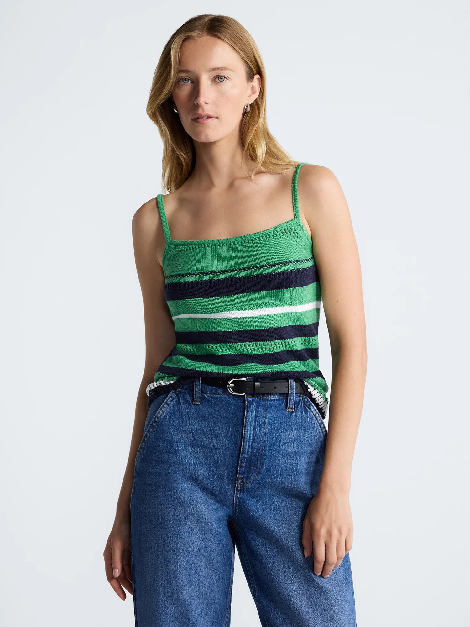 Free Assembly Women's Textured Stitch Stripe Tank Top, Sizes XS-XXL | Walmart (US)