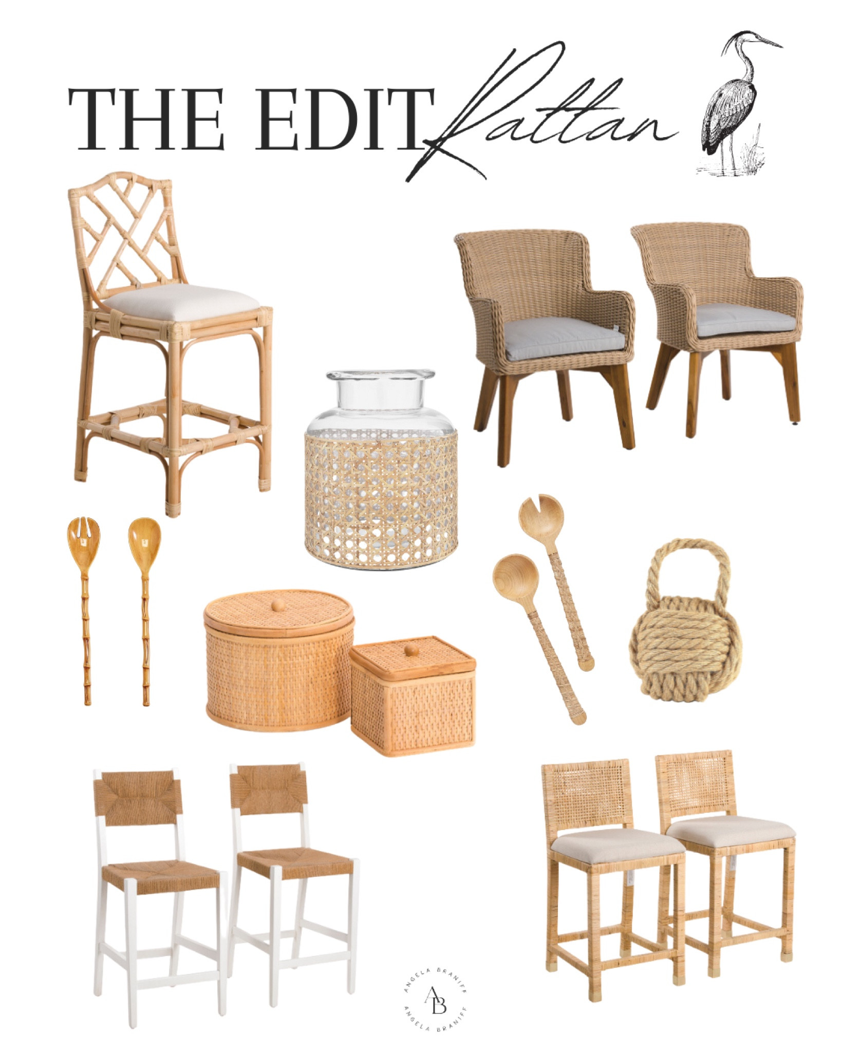 Coastal living room, decor, swivel chairs, short stools, rug for family room, Grandmillennial home, rattan, wicker , granny chic, coastal cottage, cottage core