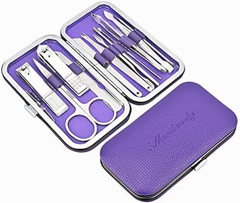 Manicure Set, 12 PCS Stainless Steel Manicure Kit with Fingernail Clippers and Toenail Clippers, Per | Amazon (US)