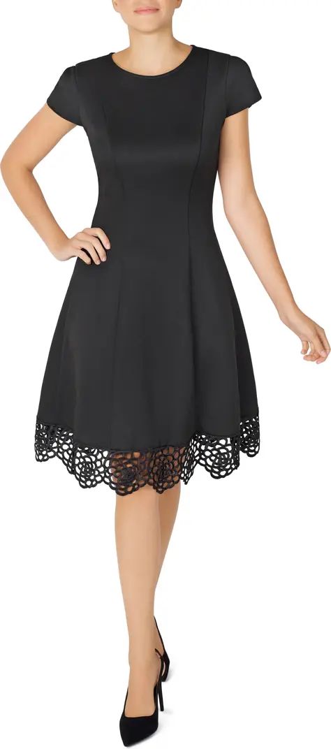 Donna Ricco Tulip Sleeve Lace Hem Fit & Flare Dress | Nordstrom | Nordstrom