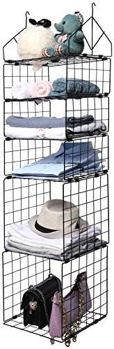 X-cosrack Metal Wire Housewares Closet Hanging Shelves Organizer Basket-5 Tier Adjustable Collaps... | Amazon (US)
