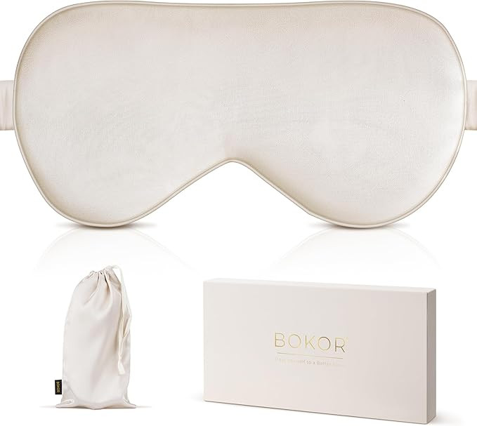 BOKOR Adjustable Silk Sleep Eye Mask for Women and Men, Luxury Mulberry Silk Eye Cover, Light-Blo... | Amazon (US)