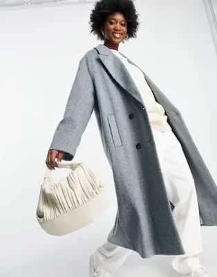 ASOS DESIGN brushed oversized coat in blue | ASOS | ASOS (Global)