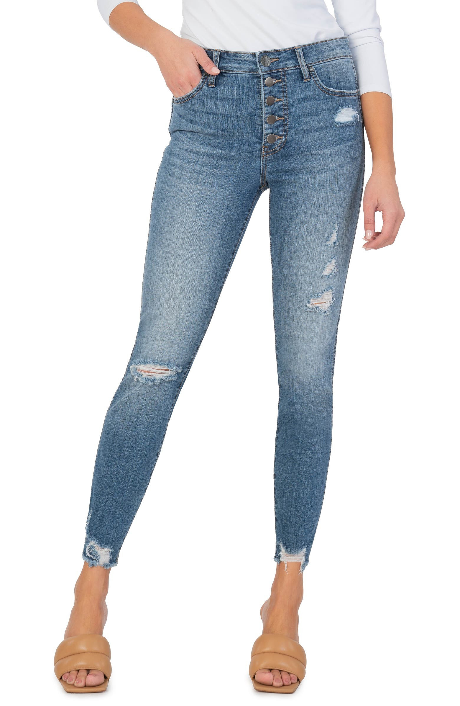 Connie Fab Ab Ripped High Waist Ankle Skinny Jeans | Nordstrom