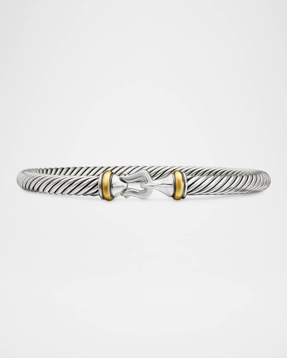 David Yurman Cable Buckle Bracelet in Silver with 18K Gold, 5mm | Neiman Marcus
