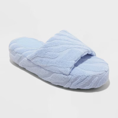 Women's Adrianna Platform Slippers - Auden™ Blue XL: Slip-On, Open Toe, Indoor/Outdoor, Polyester | Target