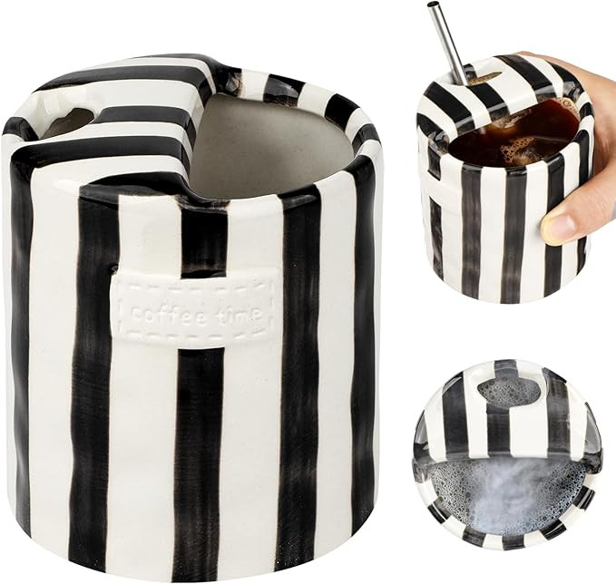 Novelty Ceramic Coffee Mug Designed to Look Like a Gift Box, 10oz Retro Hand-Painted Ceramic Trav... | Amazon (US)