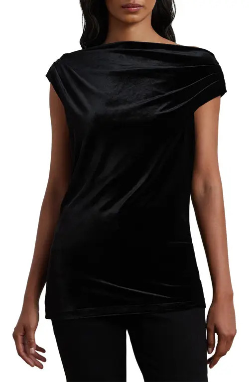 Lauren Ralph Lauren Stretch Velvet Top in Black Velvet at Nordstrom, Size X-Small | Nordstrom