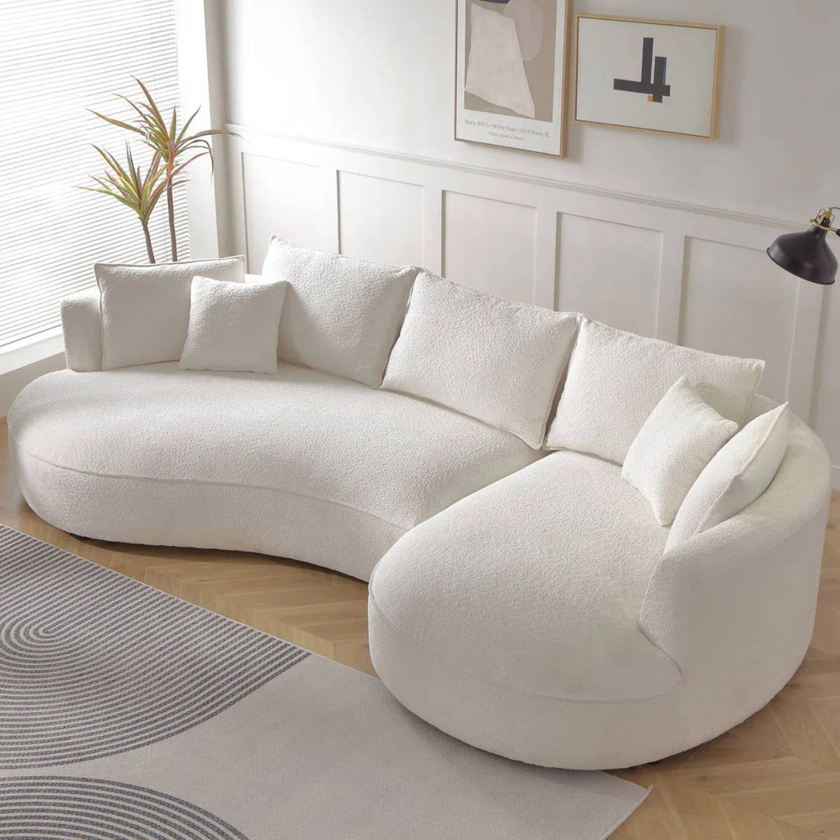 124.8" Boucle Curved Sofa Couch | Wayfair North America