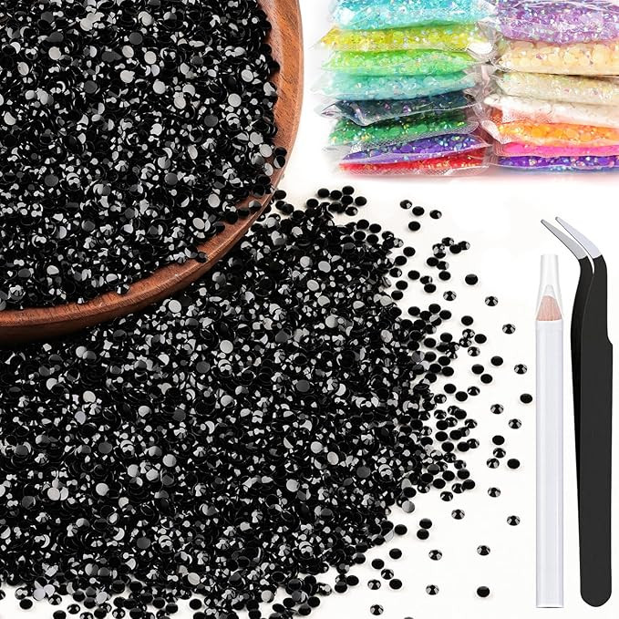 5000pcs 3mm Resin Rhinestones Bulk, Black Flatback Round Jelly Rhinestones Bedazzling Non Hotfix ... | Amazon (US)