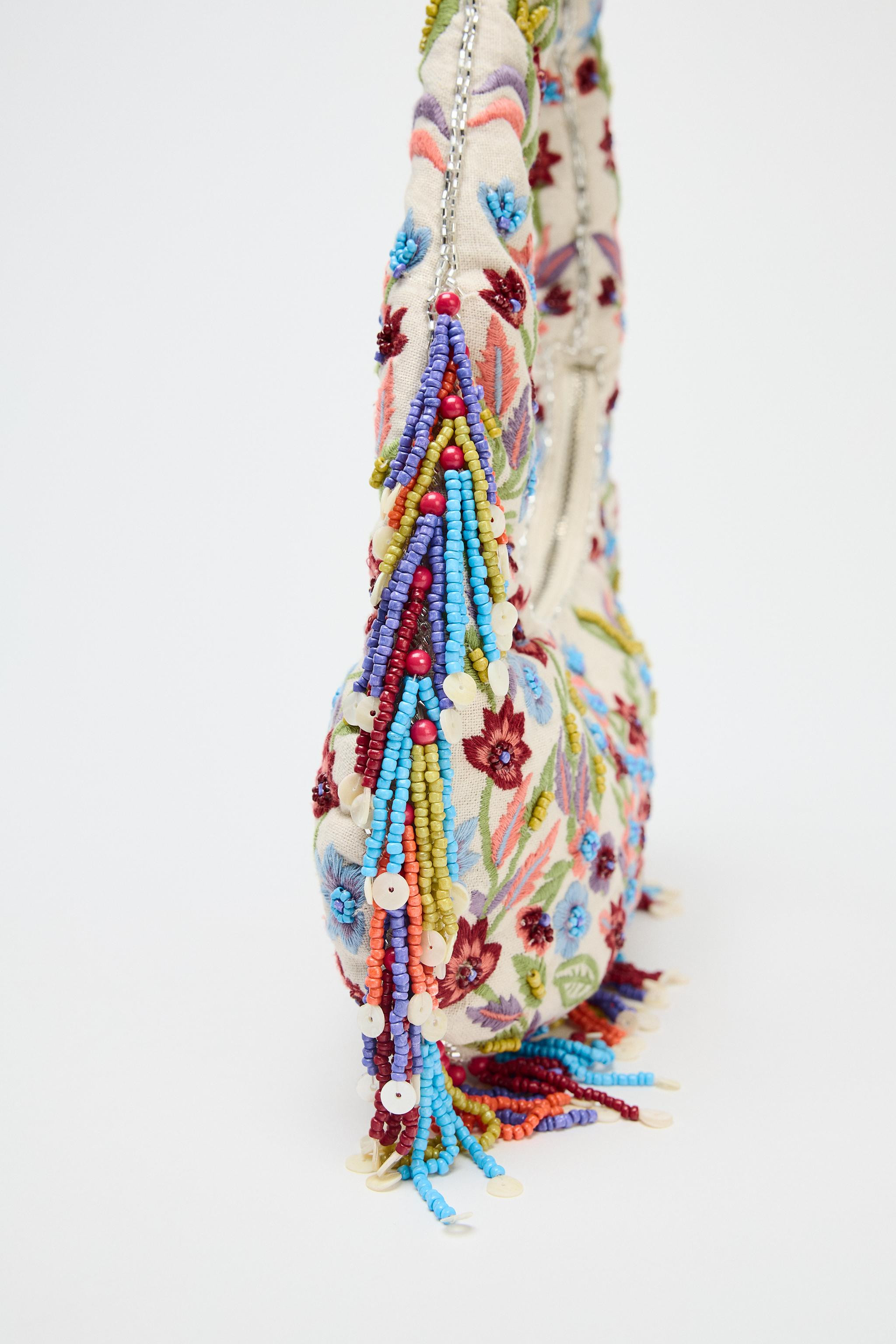 OVAL BAG WITH FLORAL EMBROIDERY | Zara UK