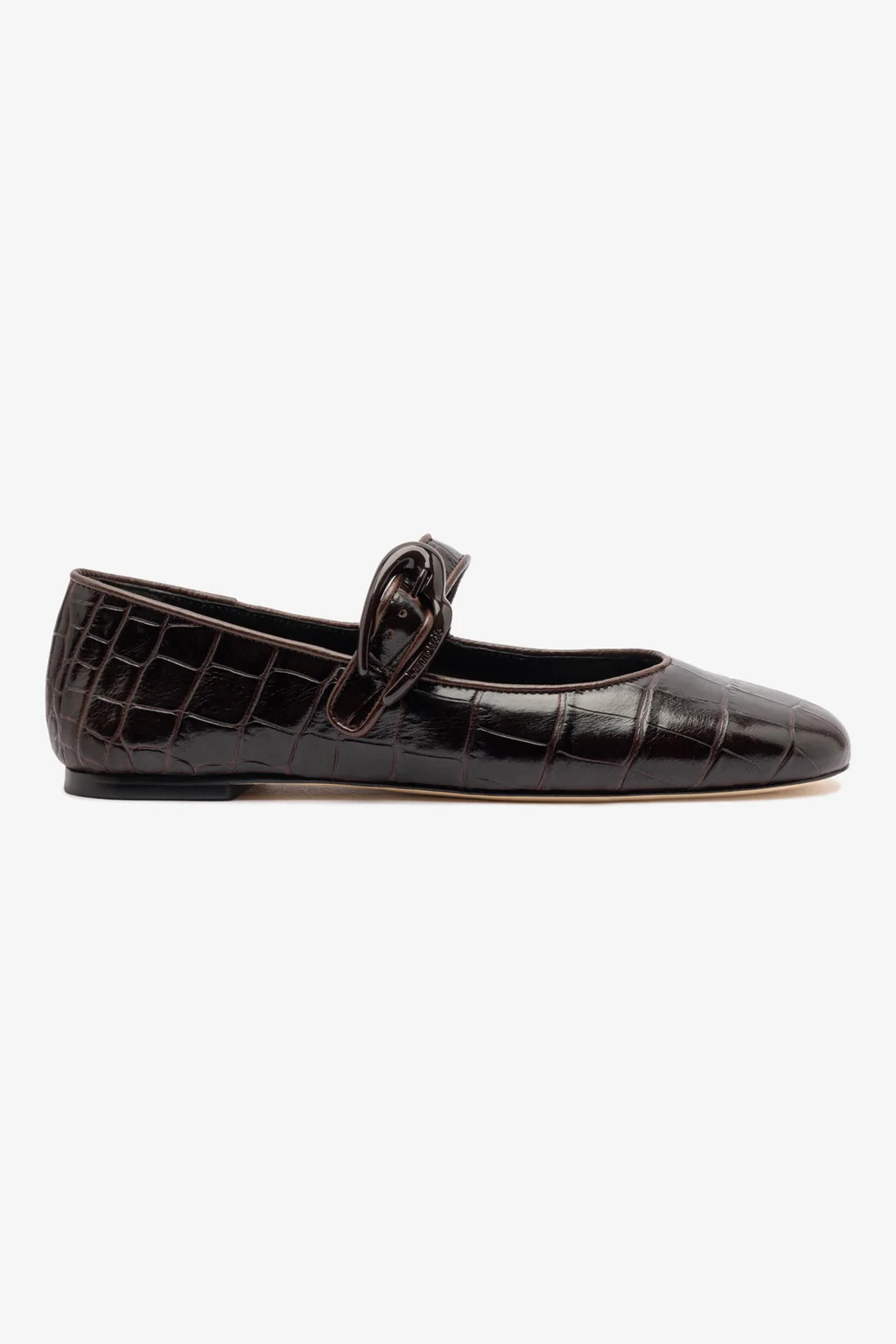 Verona Ballet Flat In Croco Brown Leather | Larroude