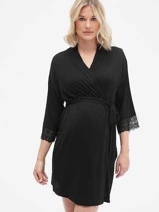 Maternity Lace Trim Robe in Modal | Gap (US)
