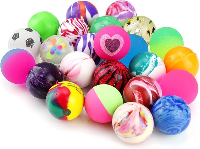 Pllieay 24 Pieces Jet Bouncy Balls 25mm Mixed Color Party Bag Filler for Children | Amazon (US)