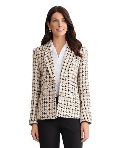Jones New York Women's Houndstooth Faux Double Breasted Blazer | Amazon (US)
