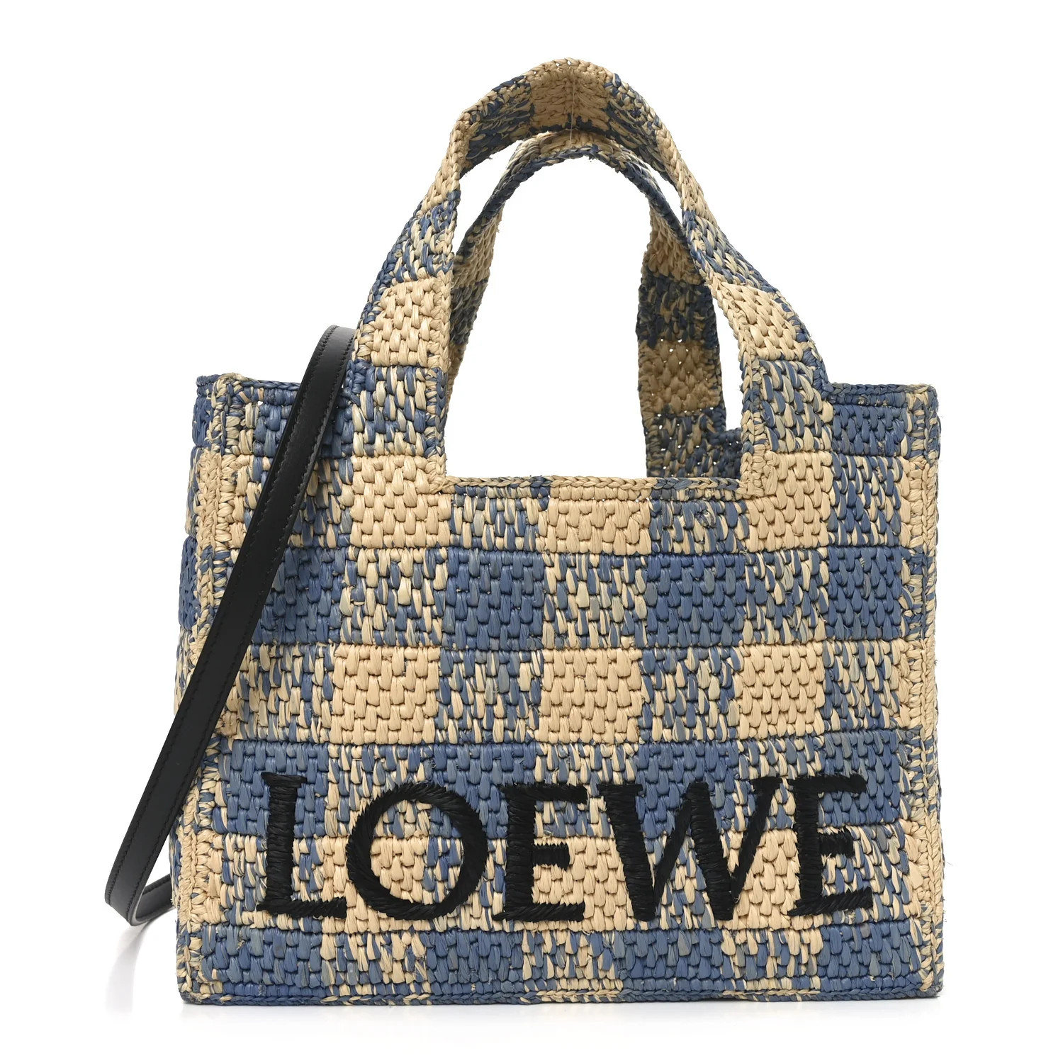 X PAULA'S IBIZA Raffia Small Font Tote Natural Light Blue | FASHIONPHILE (US)