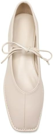 Lace Up Square Toe Ballet Flats for Women Cute Bow Slip On Mary Jane Flats | Amazon (US)