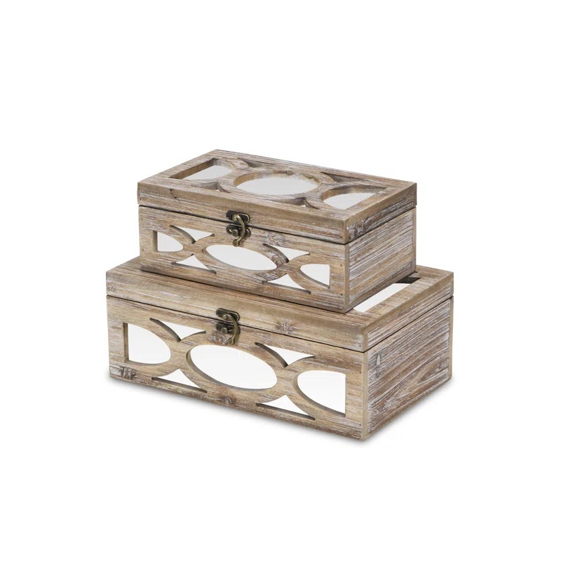 Bankston 2 Piece Wooden Box with a Circular Design Set | Wayfair North America