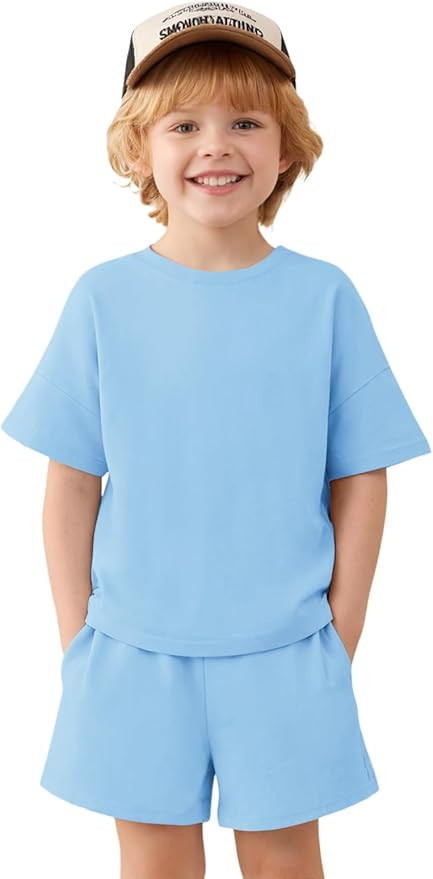 Haloumoning Toddler Baby Boy 2 Piece Outfits Kids Short Sleeve T-Shirts Elastic Waist Shorts Summ... | Amazon (US)
